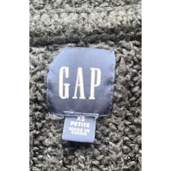 Gap XS Petite Black Chunky Knit Half-Zip Sweater - Picture 4 of 5